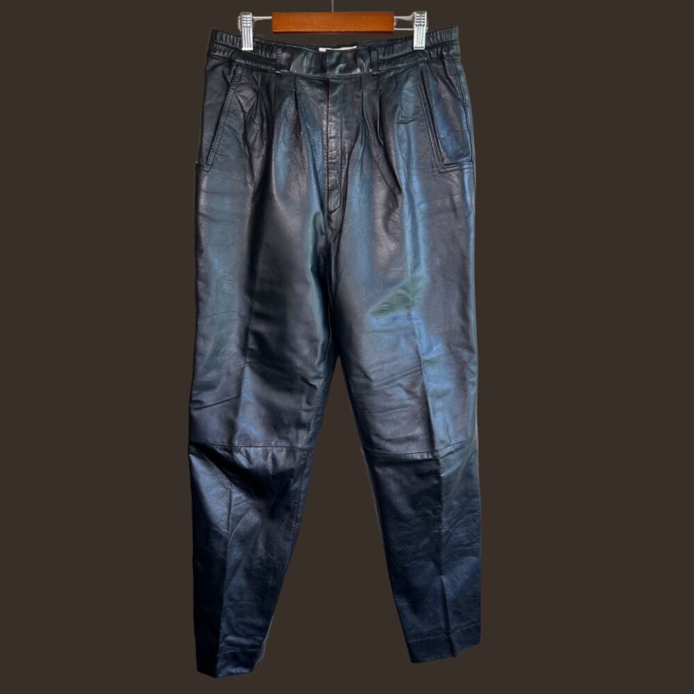 Perfect Vintage 80s Diversity High Waist Pleated Leather Pants